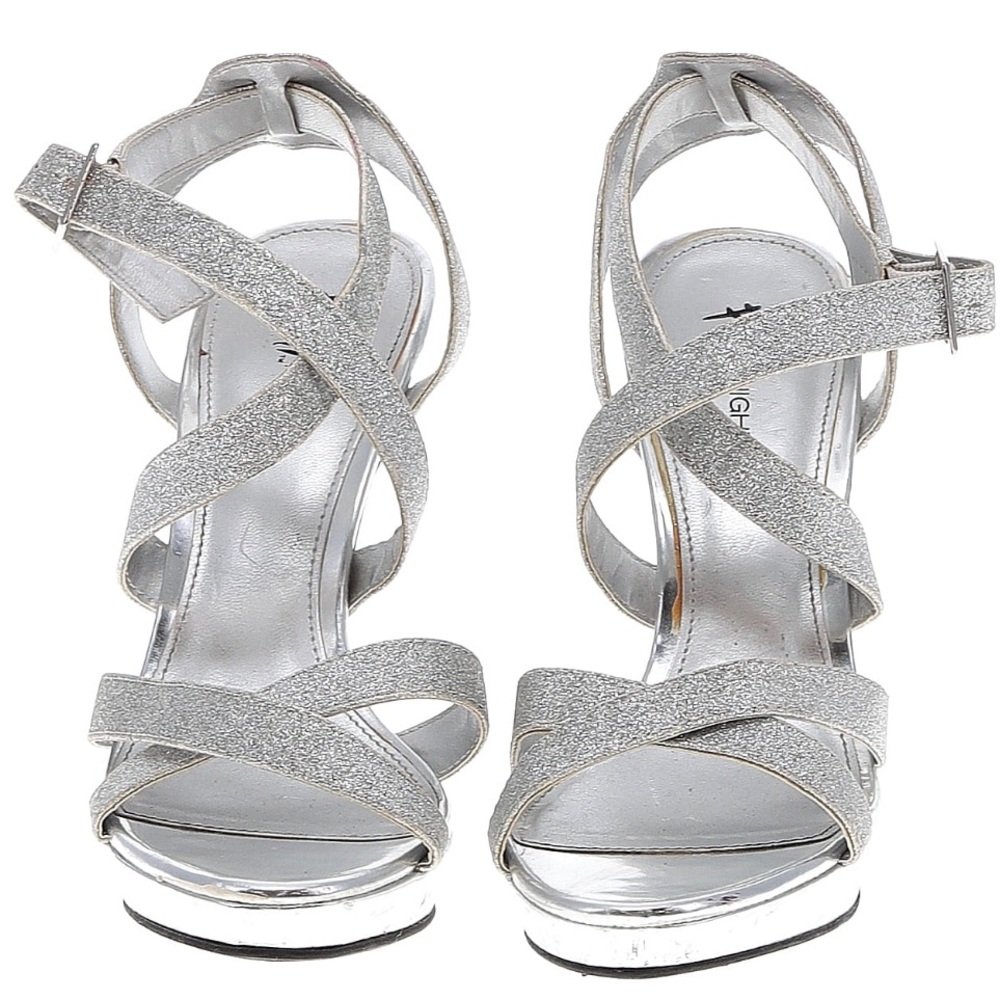 silver strap heels
